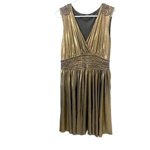 Morgan de Toi Gold Sleeveless Dress